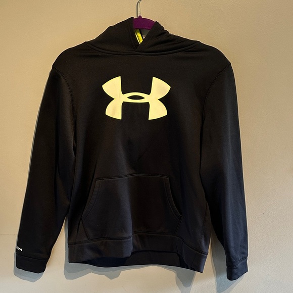 Under Armour Storm Kids Black Hoodie with Yellow Logo - Picture 1 of 6